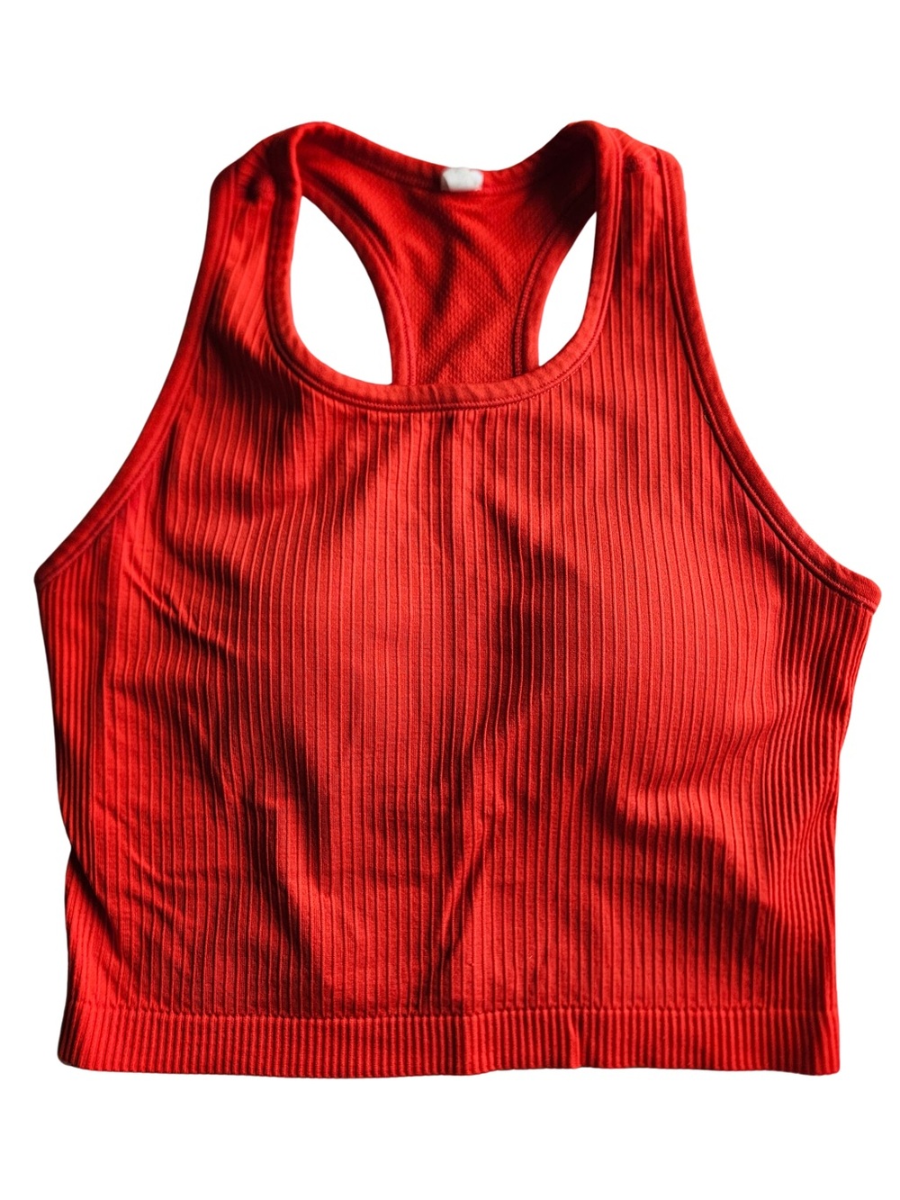 90 Degree By Reflex Women’s Large Red Ribbed Racerback Sports Crop